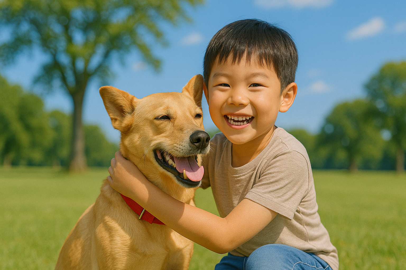 保護犬と子どもが寄り添う、保護団体の思いを象徴するイメージ